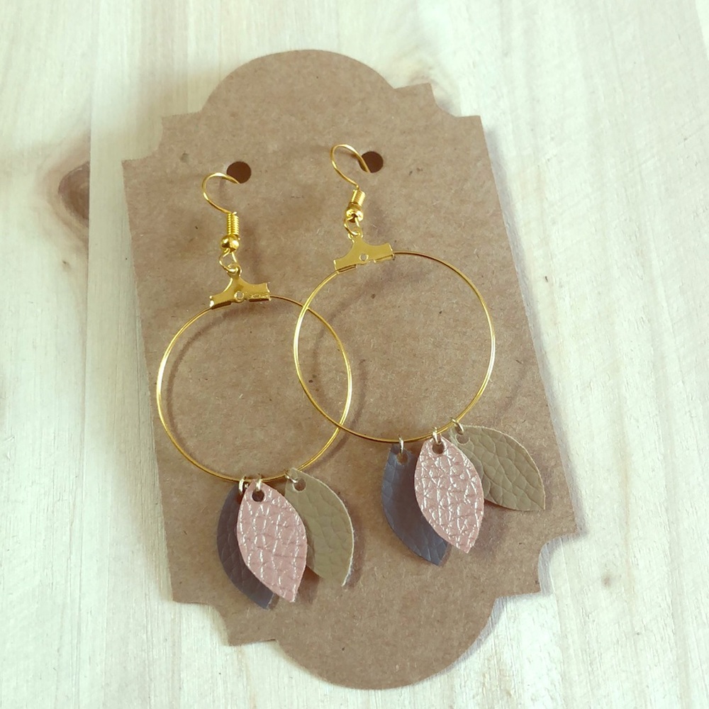 Faux leather hoop earrings